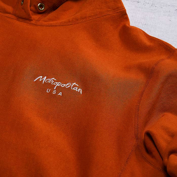 Embroidered Metropolitan Pullover Hoodie / Rust